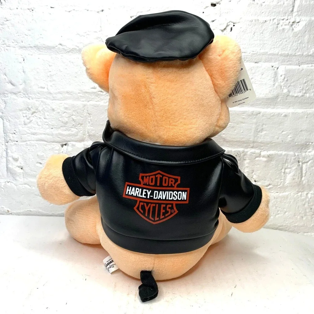 Vintage Harley Davidson 1993 Biker Pig Plush W/ Jacket &‎ Hat Stuffed Animal